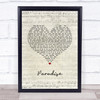 Coldplay Paradise Script Heart Song Lyric Quote Music Print