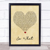 Pink So What Vintage Heart Song Lyric Quote Music Print