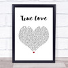 Pink True Love White Heart Song Lyric Quote Music Print