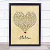Dashboard Confessional Stolen Vintage Heart Song Lyric Quote Music Print