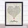 The Beverley Sisters Sisters Script Heart Song Lyric Quote Music Print