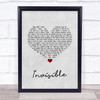 5 Seconds Of Summer Invisible Grey Heart Song Lyric Quote Music Print