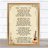 Bread Everything I Own Song Lyric Vintage Quote Print