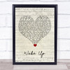 Coheed And Cambria Wake Up Script Heart Song Lyric Quote Music Print