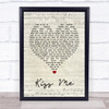 New Found Glory Kiss Me Script Heart Song Lyric Quote Music Print