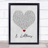 Why Don't We 8 Letters Grey Heart Song Lyric Quote Music Print