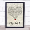 Dylan Scott My Girl Script Heart Song Lyric Quote Music Print