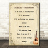 Coldplay Parachutes Song Lyric Vintage Quote Print