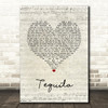 Dan + Shay Tequila Script Heart Song Lyric Quote Music Print