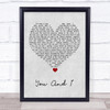 Lady Gaga You And I Grey Heart Song Lyric Quote Music Print