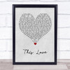 Maroon 5 This Love Grey Heart Song Lyric Quote Music Print