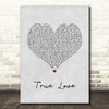 Pink True Love Grey Heart Song Lyric Quote Music Print