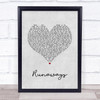 The Killers Runaways Grey Heart Song Lyric Quote Music Print