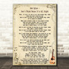 Bob Dylan Don't Think Twice It's All Right Song Lyric Quote Print