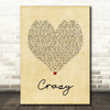 Pat Green Crazy Vintage Heart Song Lyric Quote Music Print