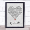 Roadtrip Dynamite Grey Heart Song Lyric Quote Music Print