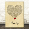 The 1975 Paris Vintage Heart Song Lyric Quote Music Print