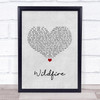 Seafret Wildfire Grey Heart Song Lyric Quote Music Print