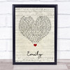 Catfish And The Bottlemen Emily Script Heart Song Lyric Quote Music Print