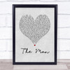 Taylor Swift The Man Grey Heart Song Lyric Quote Music Print