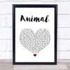 Def Leppard Animal White Heart Song Lyric Quote Music Print