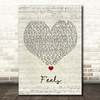 Ed Sheeran Feels Script Heart Song Lyric Quote Music Print