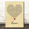 Katy Perry Roar Vintage Heart Song Lyric Quote Music Print