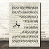 Bastille Joy Vintage Script Song Lyric Quote Music Print