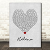 My Chemical Romance Helena Grey Heart Song Lyric Quote Music Print