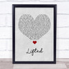 Lighthouse Family Lifted Grey Heart Song Lyric Quote Music Print