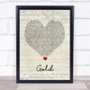 Beverley Knight Gold Script Heart Song Lyric Quote Music Print