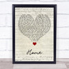 Michael Buble Home Script Heart Song Lyric Quote Music Print