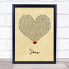 James Arthur You Vintage Heart Song Lyric Quote Music Print