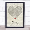 Taylor Swift Ours Script Heart Song Lyric Quote Music Print