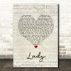 D'Angelo Lady Script Heart Song Lyric Quote Music Print