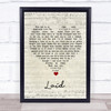 James Laid Script Heart Song Lyric Quote Music Print