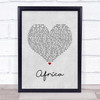 Toto Africa Grey Heart Song Lyric Quote Music Print