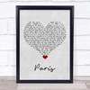 Friendly Fires Paris Grey Heart Song Lyric Quote Music Print