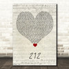 Azealia Banks 212 Script Heart Song Lyric Quote Music Print