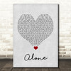 Jessie Ware Alone Grey Heart Song Lyric Quote Music Print