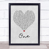 Mary J Blige feat. U2 One Grey Heart Song Lyric Quote Music Print