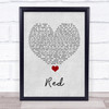 Daniel Merriweather Red Grey Heart Song Lyric Quote Music Print