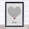 N-Dubz Sex Grey Heart Song Lyric Quote Music Print