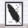 From First To Last Emily Black & White Feather & Birds Song Lyric Wall Art Print