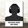 Meat Loaf Rock And Roll Dreams Come Through Black & White Man Headphones Song Lyric Wall Art Print