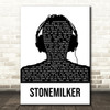Bjork Stonemilker Black & White Man Headphones Song Lyric Wall Art Print
