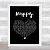 Secrets in Stereo Happy Black Heart Song Lyric Wall Art Print