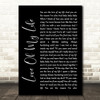 Sammy Kershaw Love Of My Life Black Script Song Lyric Wall Art Print