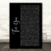 James TW For You Black Script Song Lyric Wall Art Print