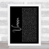 Billy Joel Vienna Black Script Song Lyric Wall Art Print